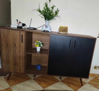 ⁦بوفية 3 دلفة 160× 90 سم – بنى مع اسود – M-128⁩ - الصورة ⁦2⁩