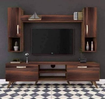 وحدة تليفزيون مع أرفف علوية 30×150 سم – بنى – TV067
