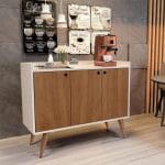 كوفي كورنر 3 درفة أبيض خشبي 120×90سم - C - 07