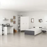 غرفة نوم كاملة 4 قطع ابيض مع رمادي- Room 008