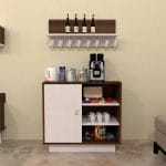 كوفي كورنر بنى أبيض مع رف علوى 80×80سم - C - 01