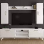 وحدة تليفزيون مع أرفف علوية 30×150 سم – أبيض – TV060
