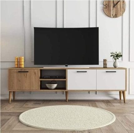 ترابيزة تليفزيون 35×180سم – بيج مع ابيض – TV0127