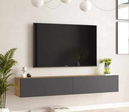 ترابيزة تليفزيون معلقة 180× 30 سم – بيج مع رمادى – TV0336