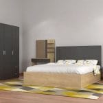 غرفة نوم رئيسية رمادى مع خشبي 4 قطع – Room-73