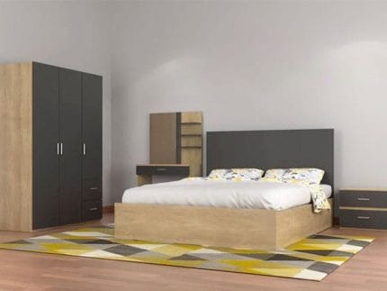 غرفة نوم رئيسية رمادى مع خشبي 4 قطع – Room-73
