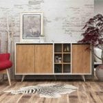 بوفيه ٣ درفه ابيض مع خشابي 160 × 40 كود - M-102